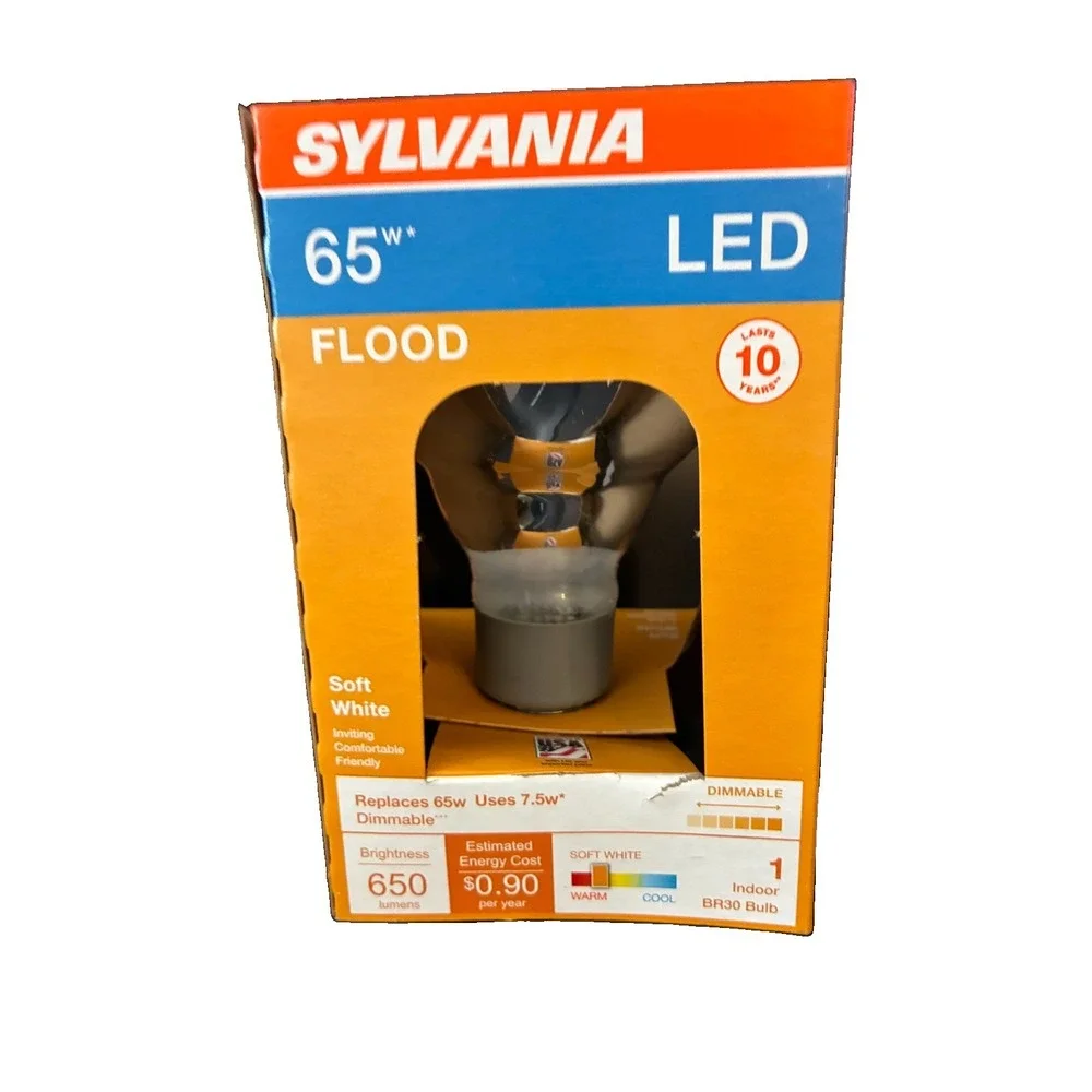 SYLVANIA 65W 120V Indoor Flood BR30 Light Bulb 650 Lumens New in Box Soft White